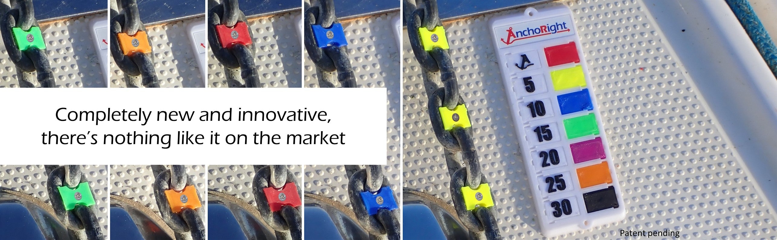 Anchoright chain markers and guide plate