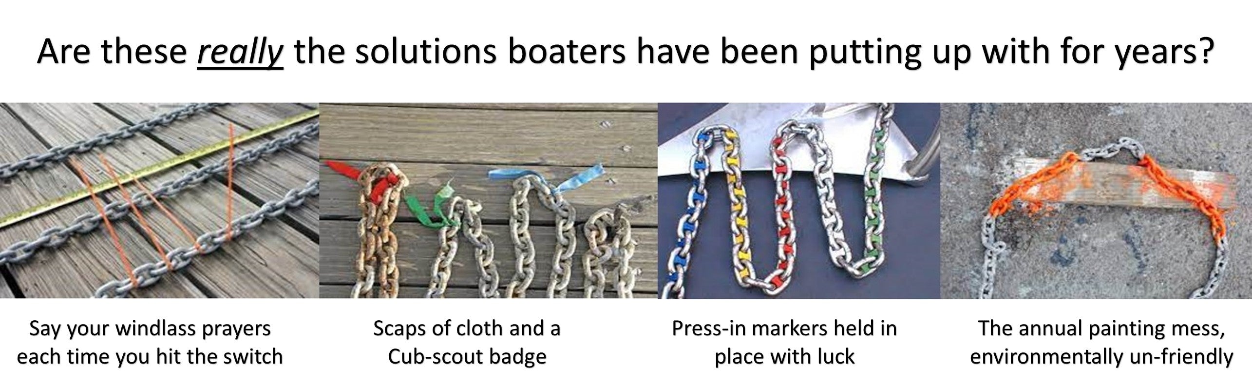 Various ways use to mark up anchor chain
