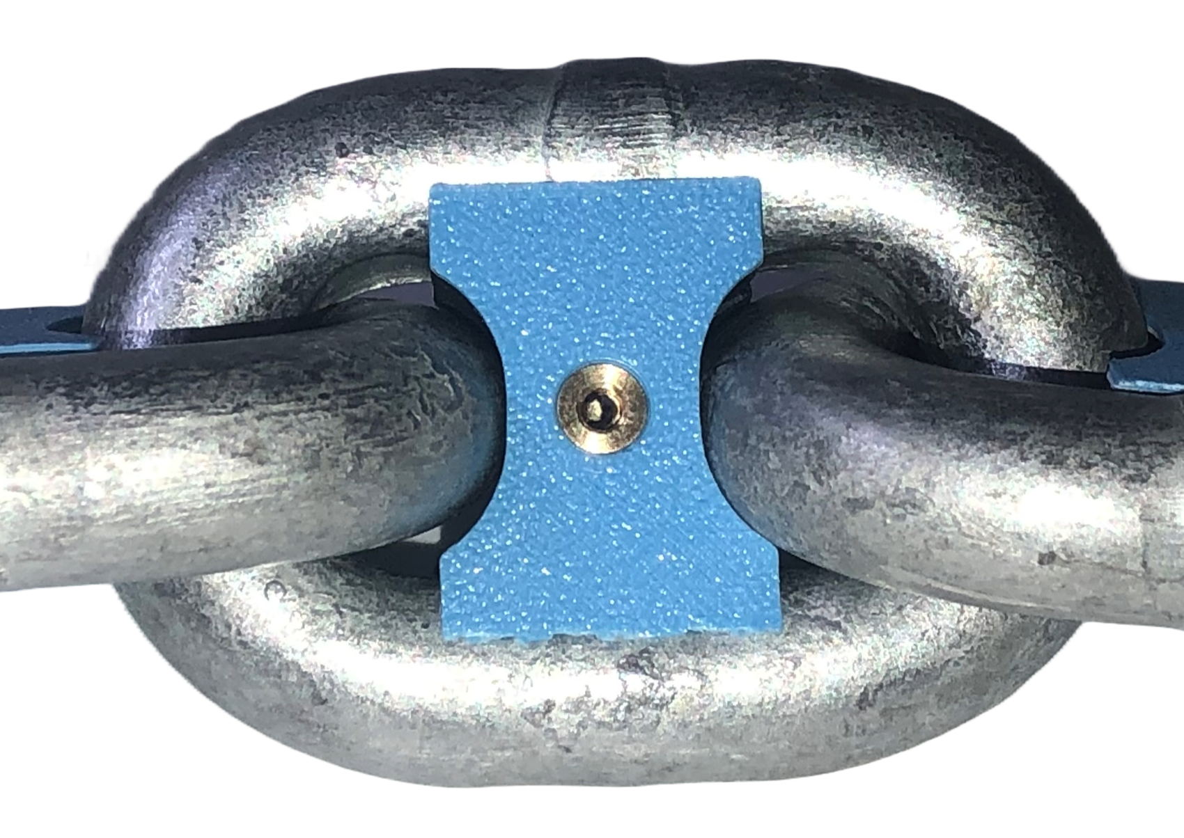 Light blue chain marker with brass insert