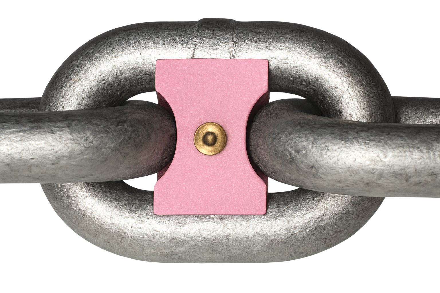 Pink chain marker with brass insert