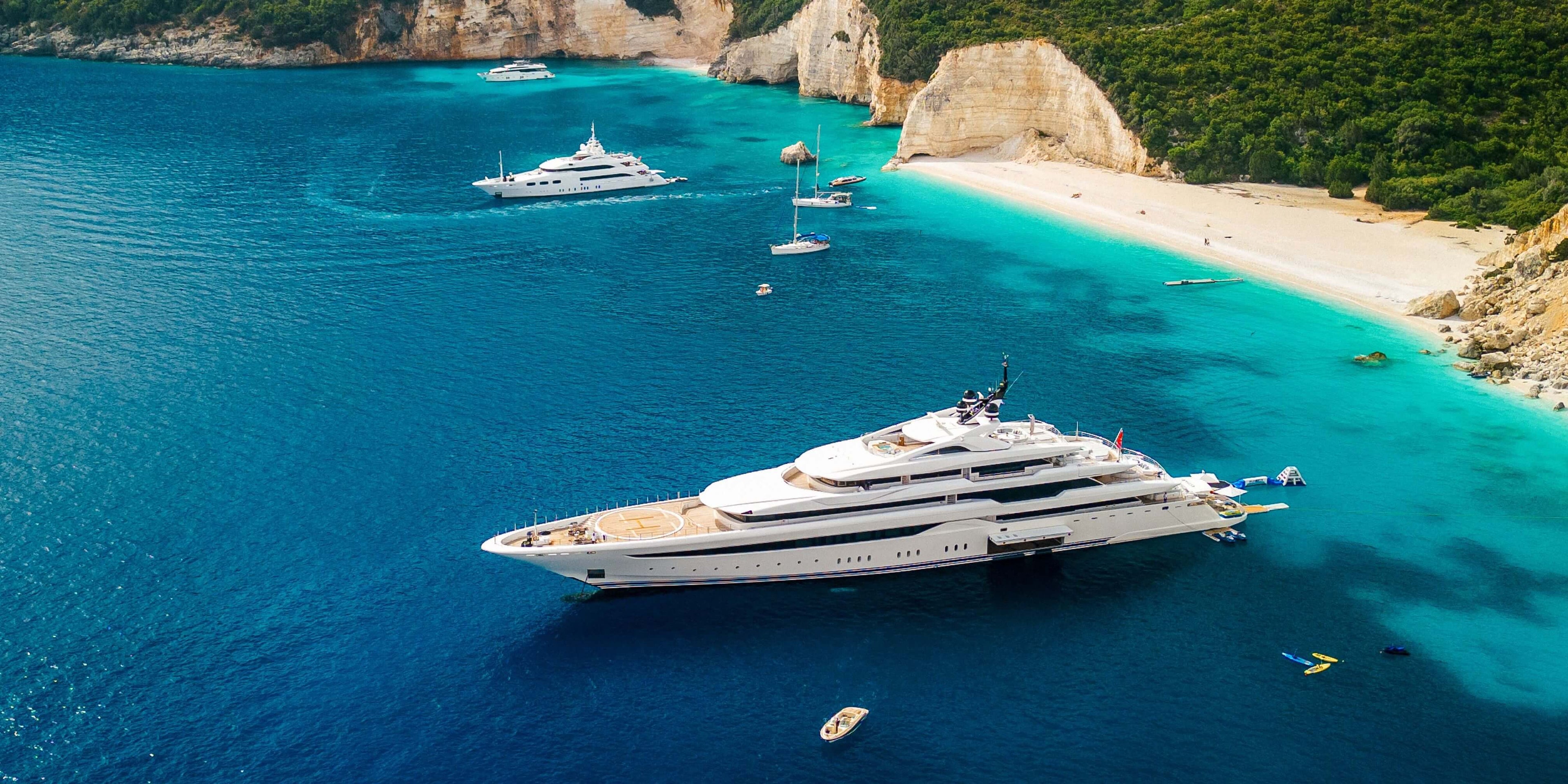 Superyacht on anchor
