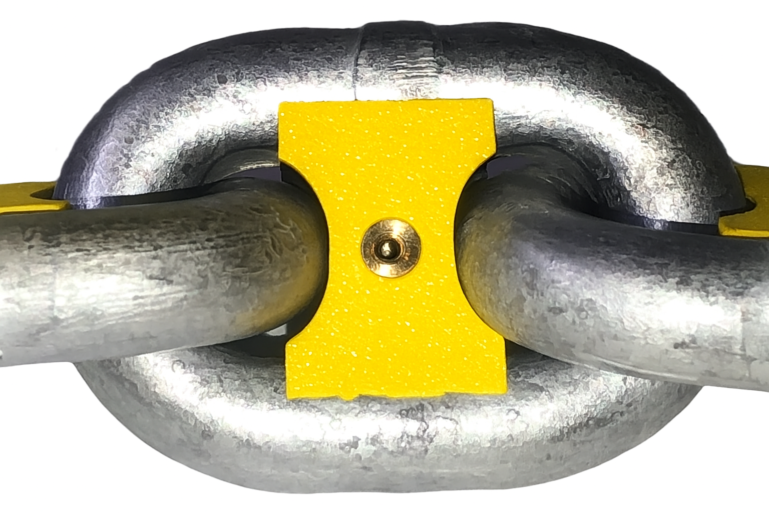 Yellow chain marker with brass insert